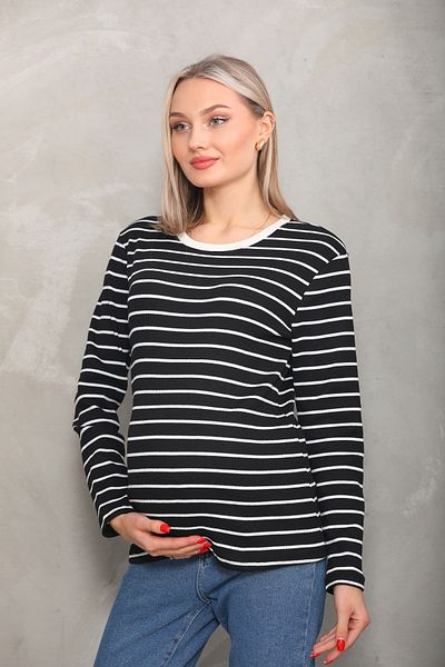 Miss Dünya Lissa Camisole Black and White Stripe Patterned Maternity and Maternity Sweatshirt
