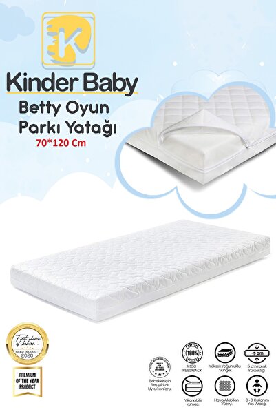 Kinder Baby Betty Yıkanabilir Kılıflı Pamuk Oyun Parkı Yatağı 70*120 Cm