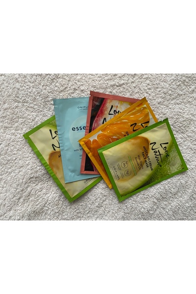 Oriflame قناع الوجه العضوي من لاف نيتشر، 5 عبوات مع نواة البرتقال والأفوكادو ...