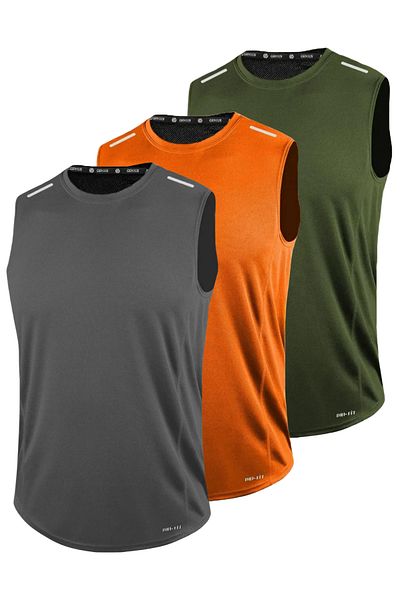 GENIUS STORE 3 Pack Men's Moisture Absorbing Quick Dry Technical Performance Athlete Zero Sleeve T-shirt DRIFIT-SIFIRKOL3