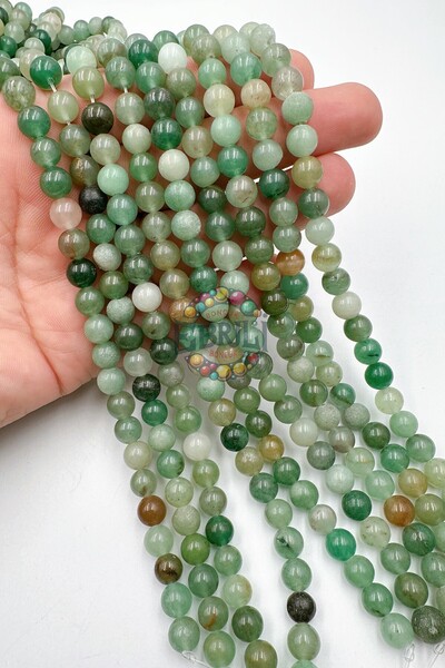 Ebruli Boncuk 8 Mm Doğal Rondela Zümrüt Taşı Takı Yapımı Aksesuar Boncuk Bead...