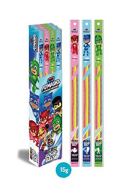 PJMASKS 15 جرام 60 قطعة أقنعة قوس قزح Pj - حلوى طويلة حامضة