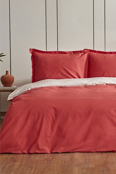 Karaca Home Cool Touch Stripe Single Duvet Cover Set Red