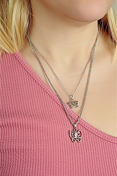 EUROMODA Butterfly Designed 2-Piece Chain Necklace Earring and Bracelet Set