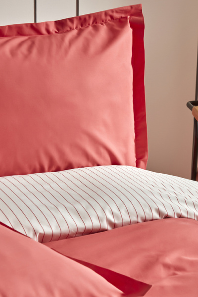 Karaca Home Cool Touch Stripe Single Duvet Cover Set Red