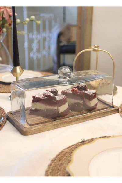 The Mia Madera Rectangular Cake Storage Bowl 15X32X14 cm Cam0392