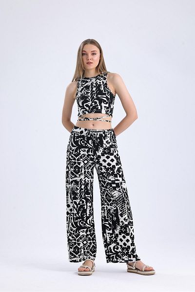 Miss Murem Strappy Athlete Trousers Set-ZR BLACK