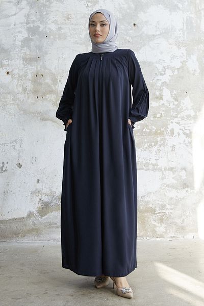 InStyle Πλισέ λεπτομέρεια Gathered Ferace - Navy Blue