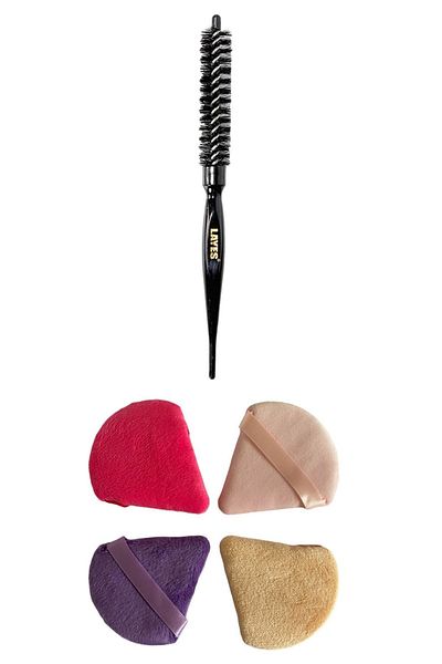 Layes Makeup Sponge 4 Pieces Powder Foundation Application Sponge and Thin Black Blow Dry Brush