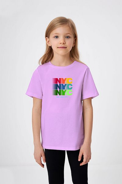 ADABEBEK Tricou pentru fetiță cu imprimeu colorat NYC New York