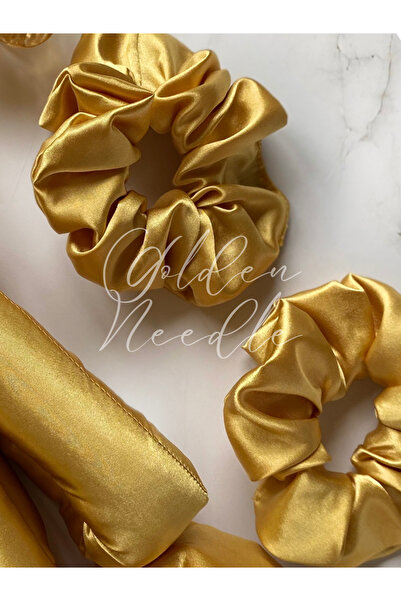 Golden Needle حزمة من 2 إبزيم مطاطي من الساتان للسيدات باللون الأصفر