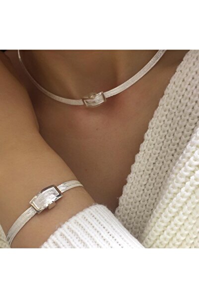 bestmysilver Kadın Gümüş Trabzon Hasır 3 Sıra Bileklik Ve 3 Sıra Gerdanlık