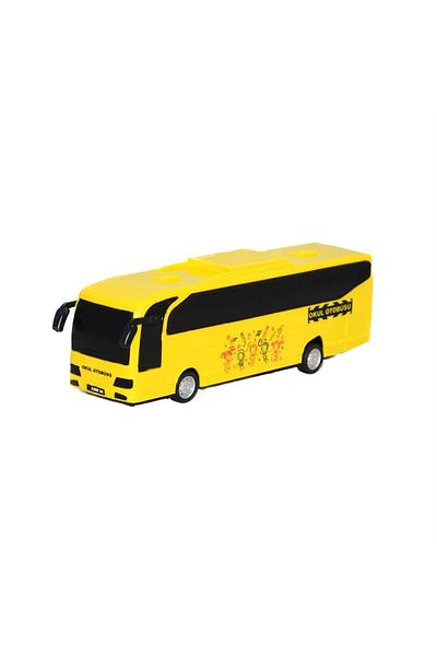 PeriYedi Toy Frictional School Bus Frictional School Car Patterned Bus Yellow Color Toy Bus 22 cm