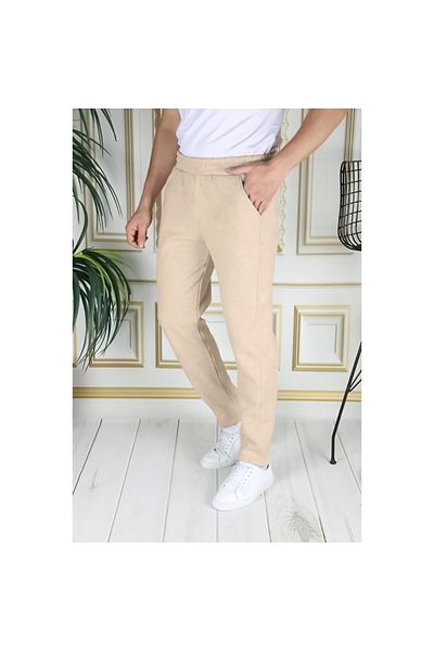 ciwi&life Παντελόνι φούτερ Unisex 2ip πλεκτό ύφασμα μπεζ χαλαρής κοπής ίσιο πόδι