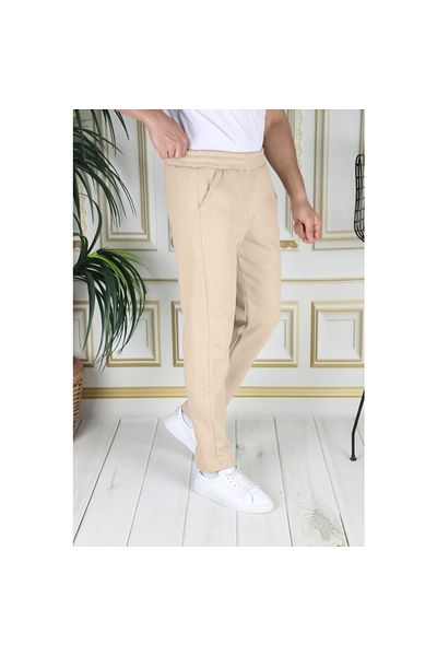 ciwi&life Παντελόνι φούτερ Unisex 2ip πλεκτό ύφασμα μπεζ χαλαρής κοπής ίσιο πόδι