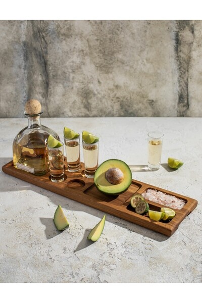 Esci Design Wooden Presentation Holder - Wooden Tequila Set Presentation - Wooden Desktop Organizer - Wooden Presentation Plate