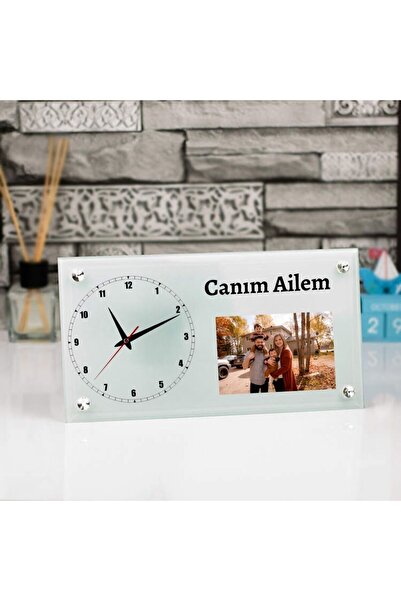 gifttime Kişiye Özel Fotoğraflı Masa Üstü Cam Saat
