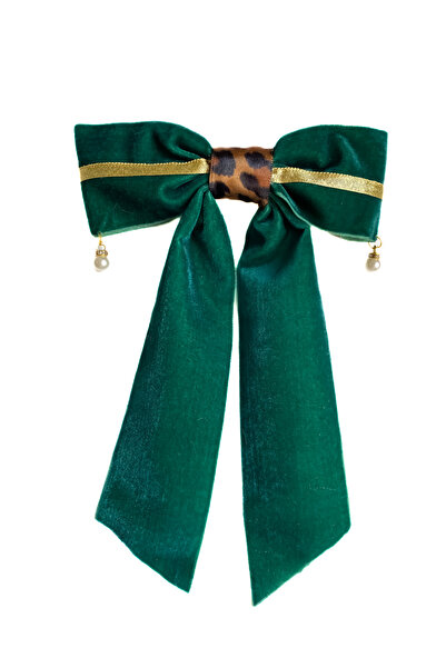 CSR AKSESUAR model leopard perlă dangle catifea arc cataramă