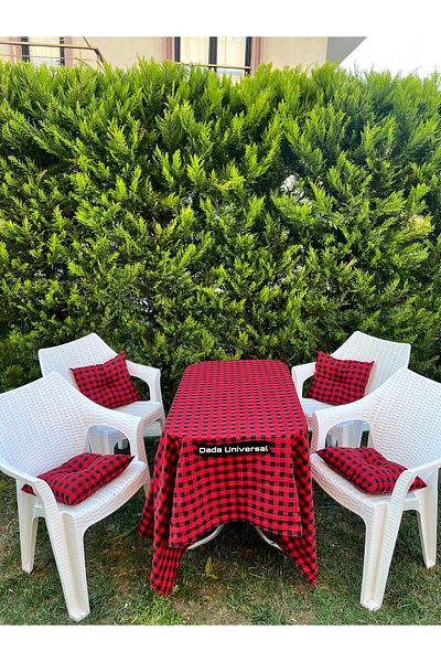 DADA UNIVERSAL Picnic Set 170x170cm Piti Checkered Picnic Mat, 40x40cm 4 Cushions
