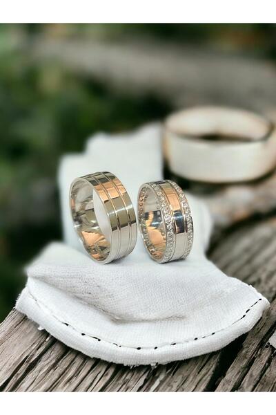 Alyans Gümüş Evi 8 Mm Işlemeli Alyans