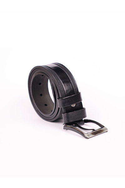 Home 100% Buffalo Leather Patent Leather Black Men's Belt Genuine Leather 3.2 cm