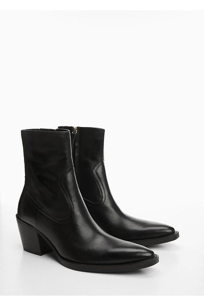 MANGO Woman Spitze Stiefeletten aus Leder - Spitze detailliert