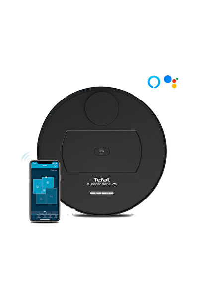 TEFAL RG7675 X-Plorer Serie 75 Mop Özellikli Evcil Hayvan Dostu Akıllı Robot Süpürge Siyah