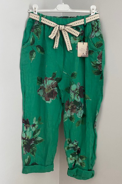 AYASOFYA OTANTIK Жіночі зелені італійські ремені з гумкою на талії, з квітков...