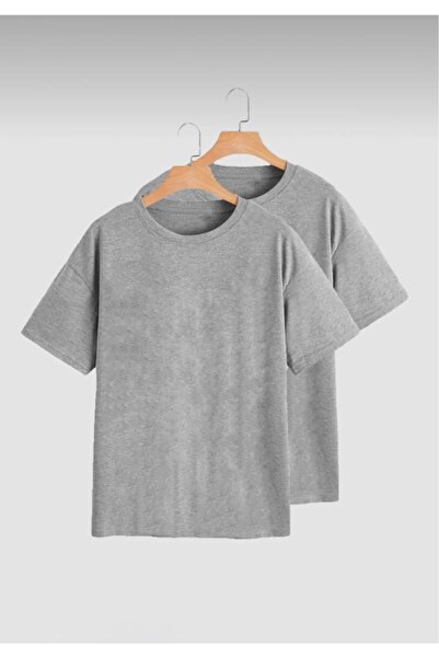 art of dress Pachet de 2 tricouri oversize gri, gata de purtat, unisex