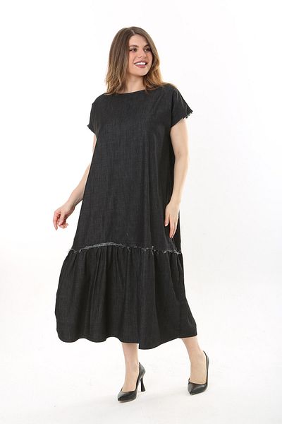 Şans Women's Plus Size Anthracite Filthy Stitched Dress 65N37638