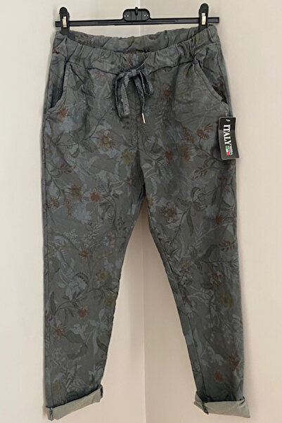 AYASOFYA OTANTIK Pantaloni skinny de damă, antracit, italieni, cu talie legat...
