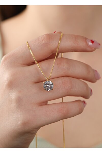 LİNOVE JEWELLERY Diamond Gümüş Kolye 925k Ayar Gümüş Doğum Taş Kolye, Tektaş ...