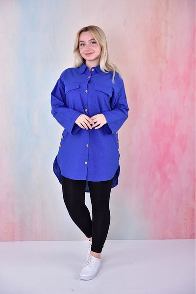 BUUFUU Cămașă tunică cu guler de cămașă elegantă și confortabilă, cu mâneci lungi