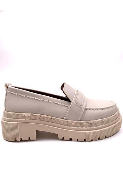 bescobel Dámské béžové Poxyy Skin Poly Ortopedic Comfort Sole Boty Oxford Moccasin s vysokou podrážkou