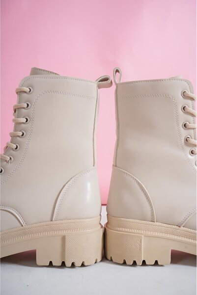 bescobel Γυναικείες μπότες με φερμουάρ και κορδόνια από δέρμα Bersh