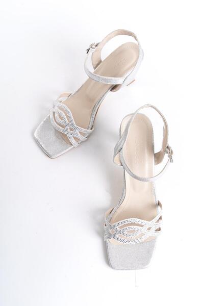 bescobel Women's Telva Silver Thin Heel Stone Evening Dress Shoes 200