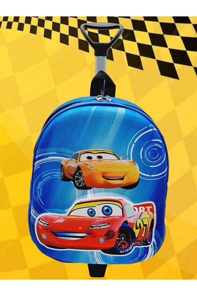 Uniquerrs Grădiniță Creșă Fulger McQueen 3d în relief cu roți și raclete Rucsac și geantă de școală