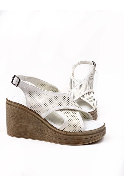 bescobel Women's White Vender High Heel Platform Orthopedic Sole Sandals