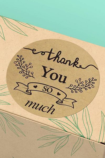 Basic Sense Thank You Sticker Thanks Packing Label Kraft Look So Much - 3x3cm 90 Pieces - ST2070
