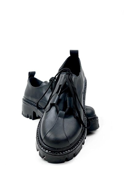 bescobel Дамски черни ежедневни обувки за ходене с връзки 105