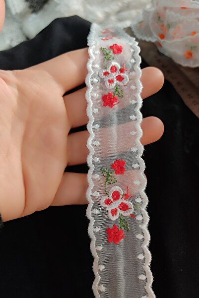 DUAYEN Güpür tül üzeri işleme şaşaalı desen 1 metre