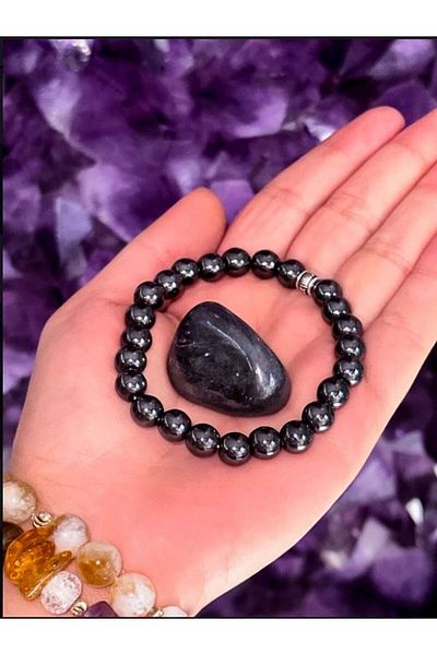 DOĞAL TAŞ CENNETİ Hematite 8mm Drum Stone| Certified