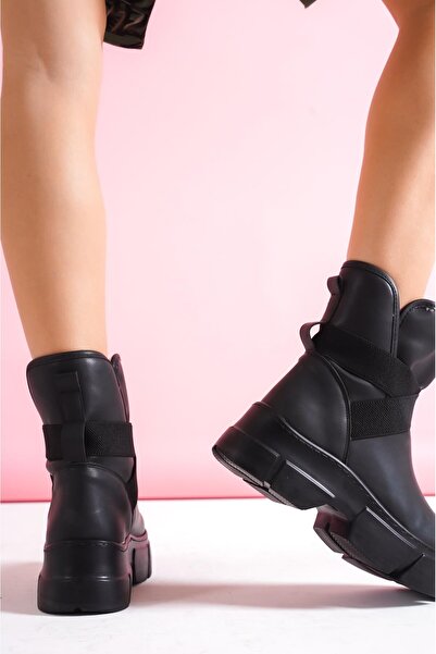 bescobel Γυναικείο Eli?na I?çi? Δερμάτινες μπότες με γούνινο γιακά