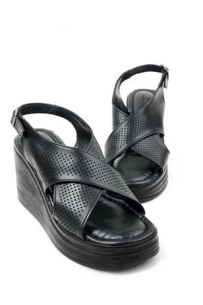 bescobel Women's Black Vender High Heel Platform Orthopedic Sole Sandals