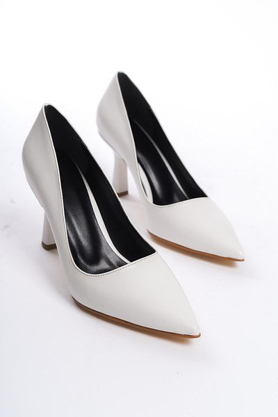 bescobel Women's Bodma White Skin Painted Heel (Heel) Casual Shoes 301