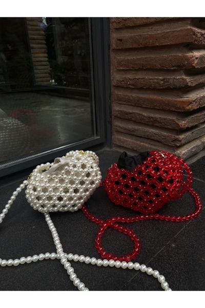 BEYBACO LOVE BONCUK ÇANTA - KALPLİ BONCUK ÇANTA - KALPLİ ÇANTA - KALPLİ EL&OMUZ ÇANTASI