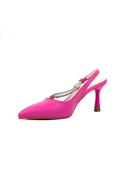 bescobel Women's Uklan Fuchsia Skin Stone Detailed Shoes Sandals 7 cm 705