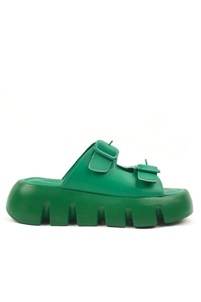 bescobel Women's Green Terry High Comfort Orthopedic Sole Double Tape Skin Sandals Slippers