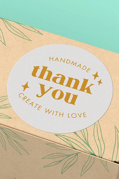 Basic Sense Coated Thank You Sticker Thanks Label Handmade Packaging Package Label - 3x3cm 90 Pieces - ST2101