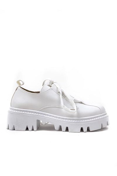 bescobel Women's White Renga Lace-up Daily Walking Shoes 105